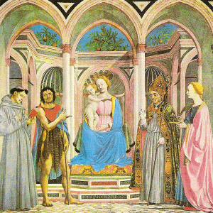 Pin, XV, Veneciano, Domenico, Virgen Mara con Nio y santos, Galera Uffizi, Florencia, 1442-1448