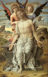 Pin, XV, Mantegna, Andrea, Cristo sostenido por dos ngeles, Staytens Museum for Kums, Copenhaguen, Dinamarca, 1489