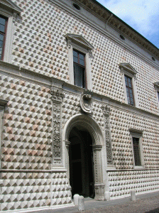 Arq, XV-XVI, Rossetti, Biaggio, Palacio de los diamantes, fachada principal, detalle, Ferrara, 1493-1503