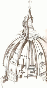 Arq, XVI, Buonarroti, Miguel Angel, Baslica de San Pedro, estructura, ilustracin, Vaticano, Roma