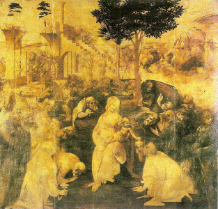 Dibujo, XV, Vinci, Leonardo da, Adoracin de los Reyes, Galleria Uffizi, Florencia, 1481