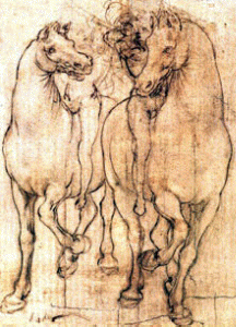 Dibujo, XV-XVI, Vinci, Leonardo da, Estudio de caballos