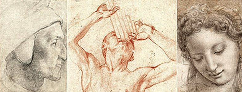 Pin, XVI, Bronzino, Agnolo o Angelo di Cosimo di Mariano, Tres dibujos, bocetos, 1503-1572