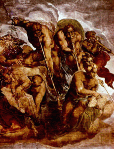 Pin, XVI, Buonarroti, M. Angel, Capilla Sixtina, Juicio Final, Detalle, Vaticano, Roma, 1508-1512