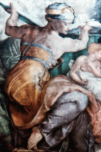 Pin, XVI, Buonarroti, M. Angel, Capilla Sixtina, La Sibila Libia, detalle, San Pedro, Vaticano, Roma, 1508-1512