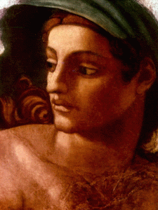 Pin, XVI, Buonarroti, M. Angel, Capilla Sixtina, Una Sibila, detalle, San Pedro, Vaticano, Roma, 1508-1512
