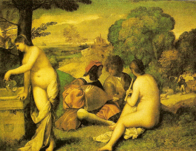 Pin, XVI, Giorgione o Barbarelli, Giorgio, Concierto campestre, M. Louvre, Pars, 1510-1511