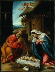 Pin, XVI, Lotto, Lorenzo, El nacimiento de Jess, 1523