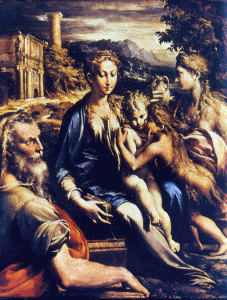 Pin, XVI, Parmigianino o Mazzola, Francesco, Vigen de San Zacaras, M. Uffizi, Florencia,