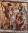 Grabado, XVI, Sanzio, Rafael, El Juicio de Salomn, Stanza de la Signatura, Vaticano, Roma, Italia, 1509-1511