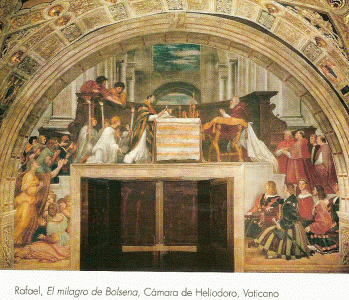 Pin, XVI, Sanzio, Raphael, El milagro de Bolsena, Camara de Heliodoro, Vaticano