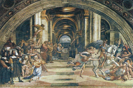 Pin, XVI, Sanzio, Raphael, Expulsin de Heliodoro, Estancia de Heliodoro, Vaticano, Roma, 1512