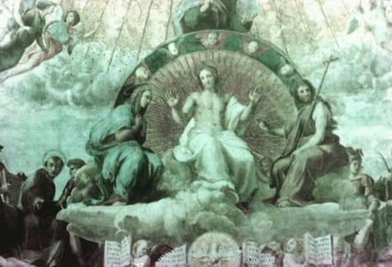 Pin, XVI, Sanzio, Raphael, La disputa del Sacramento, detalle, Estancia de  Rafael, Vaticano