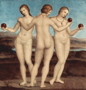 Pin, XVI, Sanzio, Raphael, Las tres Gracias, Chantilly, 1500