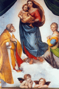 Pin, XVI, Sanzio, Raphael, Vigen de San Calixto,o Madonna Sixtina, 1513-1514