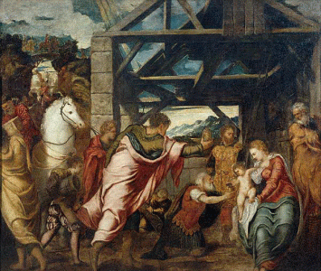 Pin, XVI, Tintoretto o Robusti, Jacopo, Adoracin de los Reyes Magos