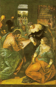 Pin, XVI, Tintoretto o Robusti, Jacopo, Cristo en casa de Mara y Marta, Alte Pinakotek, Munchen, Alemania, 1580