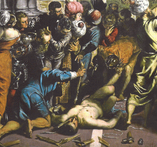Pin, XVI, Tintoretto o Robusti, Jacopo, El milagro del esclavo, detalle, Galera de la Academia, Venecia, 1548