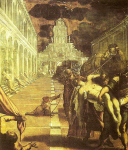 Pin, XVI, Tintoretto o Robusti, Jacopo, Sustracin del cuerpo de San Marcos, Galera de la Academia, Venecia, 1562
