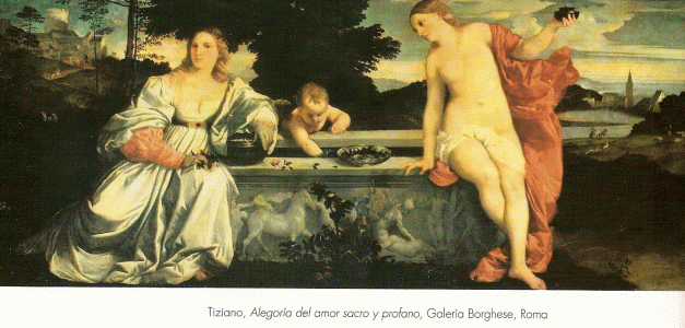 Pin, XVI, Tiziano, Becellio, Alegora del amor sacro y profano, Galera Borghese, Roma