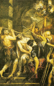 Pin, XVI, Tiziano, Becellio, Cristo coronado de espinas, Staatsgemal, Munich, Alemania, 1576