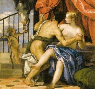 Pin, XVI, Verons, Paolo, Afrodita y Ares con su hijo Eros, Galera Sabauda, Turn, 1552