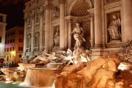 Esc, XVIII, Salvi, Nicola y Panini, Jiusseppe, Fontana di Trevi, Roma, 1762
