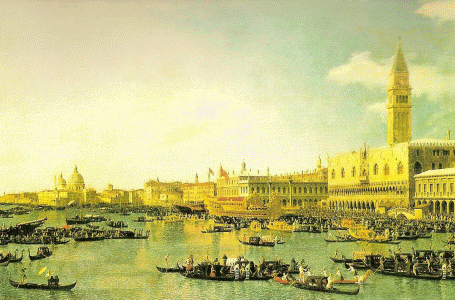 Pin, XVIII, Canaletto, Giovanni Antonio, Laguna de San Marcos en Venecia, Regreso del Bucentauro, Nacional Gallery, London, 1735-1741