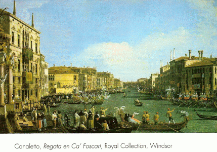 Pin, XVIII, Canaletto, Giovanni Antonio, Regata em Ca Foscari Royal, Collection Winsor, RU