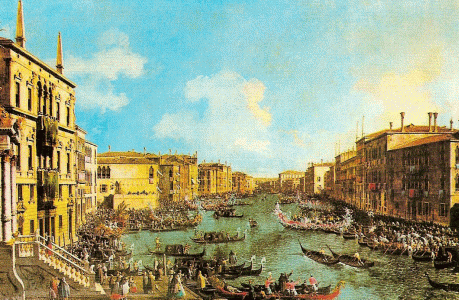 Pin, XVIII, Canaletto, Giovanni Antonio, Regata en el Gran Canal de Venecia, National Gallery, Londos, 1735