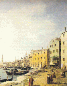 Pin, XVIII, Canaletto, Giovanni Antonio, Riva degli Schiavoni en Venecia, M. de Historia del Arte, Viena, Austria, 1726-1728 