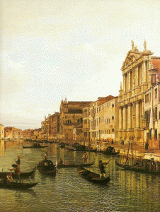 Pin, XVIII, Canaletto, Giovanni Antonio, Canal con la Iglesia de San Simeone Piccolo, detalle, 1738