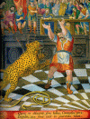 Grabado XVII Colaert Jan Venationes Ferarum  Emperador Comodo Dispara Flecha Leopardo Amsterdam