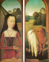 Pin XV Memling Hans Fidanzata e Due Cavalli con un Mono Metropolitan Museum N York USA