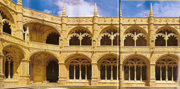 Arq, XVI, Monasterio de los Jernimos, interior, claustro, Lisboa, Portugal