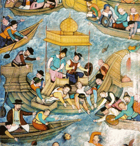 Pin, XVI, Autor desconocido, Mercenarios portugueses contra los mogoles, pintor mogol , poca de Aibarnama, India