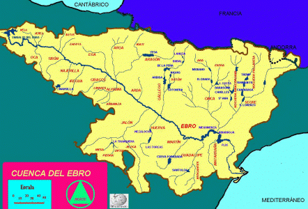 Geo, Aragn, Geografa, Fsica, Hidrologa, Cuenca del Ebro, Mapa