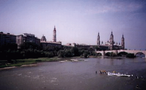 Geo, Aragn, Humana, Poblamiento, Ciudad Baslica del Pilar, Vista desde el Ro Ebro, Zaragoza