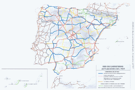 Geo, Econmica, Comunicaciones, Carretera, Actuaciones dle PEIT, Mapa, 2004