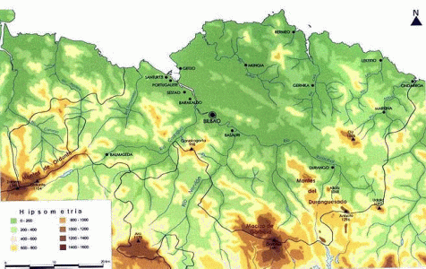 Fsica, Euskadi, Mapa topogrfico, Vizcaya