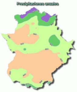 Geo, Extremadura, Fsica, Climatologa, Clima, Precipitacin Anual, Mapa