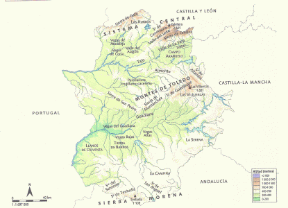 Geo,Extremadura, Cartografa, Relieve, Mapa