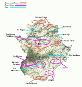 Geo, Extremadura, Fsica, Relieve, mapa