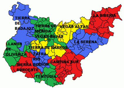 Geo, Extremadura, Humana, Poblamiento, Comarcas, Badajoz, Mapa