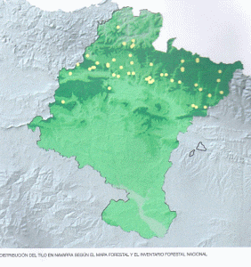 Geo, Navarra, Econmica, Explotacin Forestal, Distribucin de tilos, Mapa