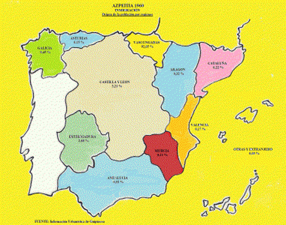 Humana, Poblacin, Composicin tnica e inmigracin, Mapa 1965