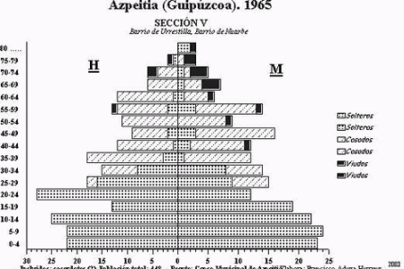 Geo Humana, Poblacin, Pirmide, Azpeitia, Seccin V, 1965