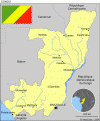 Humana, Congo Brazzaville,  Mapa Poltico,Ciudades principales