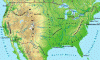 Fisica Relieve Montanas Rocosas y Fachada del Pacifico Mapa USA