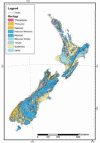 Cartografa, Mapa, Geolgico, Nueva Zelanda